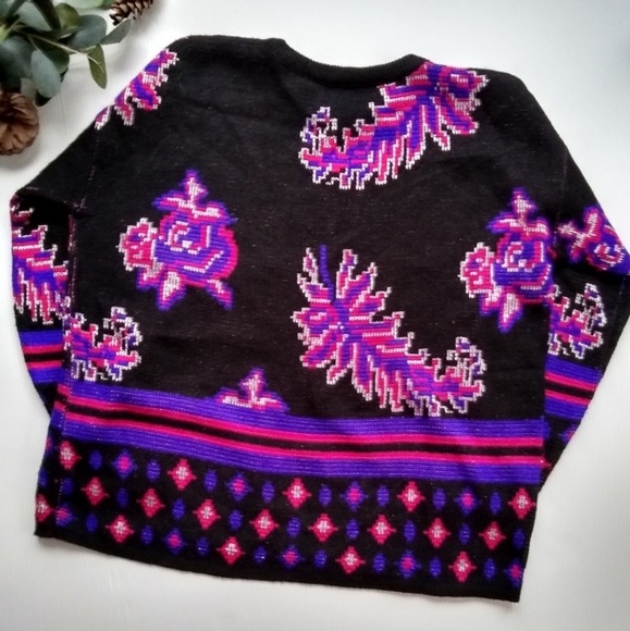 VINTAGE Helen Sue feather & Rose neo print knit sweater - Picture 8 of 8